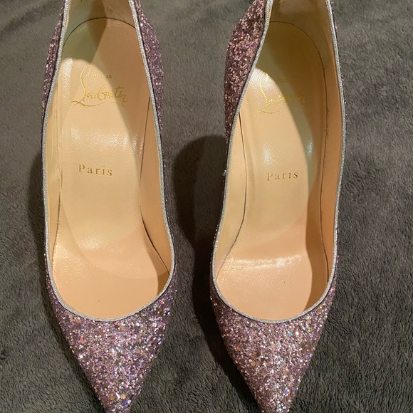 Christian Louboutin / PIGALLE FOLLIES 100 GLITTER ROSETTE / SIZE 36.5 100mm - Picture 2 of 9